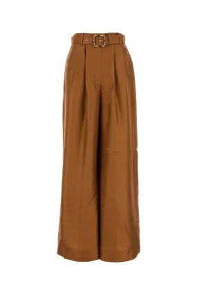 Zimmermann Caramel Silk Illustration Wide Leg Pant